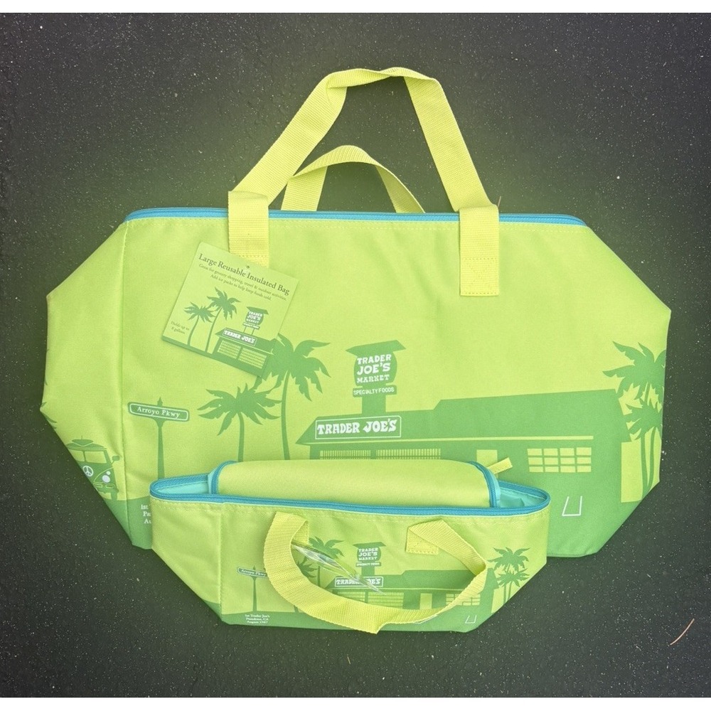 Trader Joe's Large & Mini Insulated Tote Bags Green New 2026 Spring